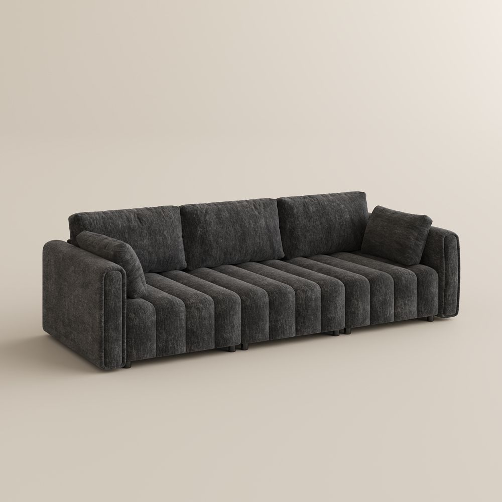 Modern Black Chenille Modular Sofas