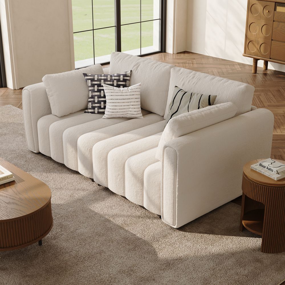 Pure Color Beige Chenille Modular Sofas