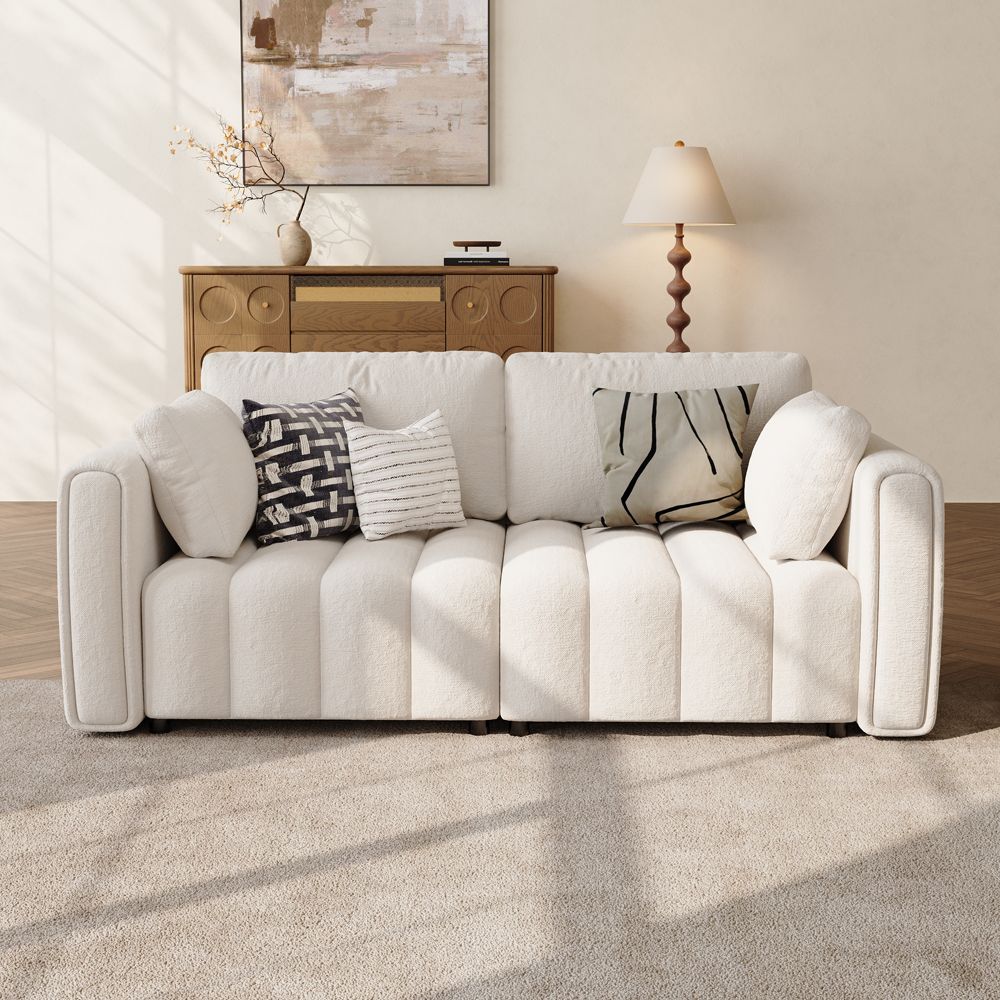 2-3 Seater Beige Chenille Modular Sofas