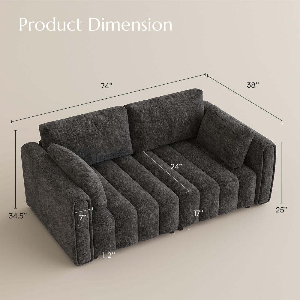 Apartment Black Chenille Modular Sofas
