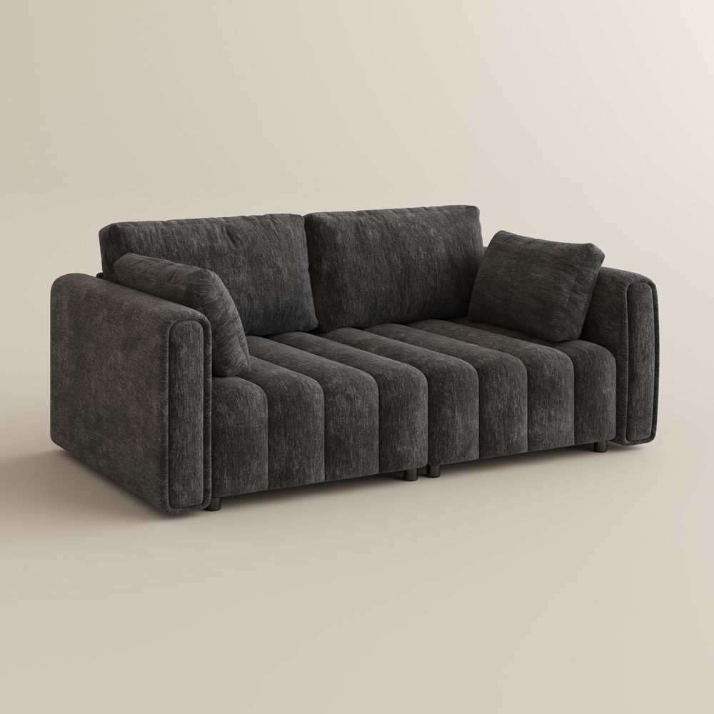 Apartment Black Chenille Modular Sofas