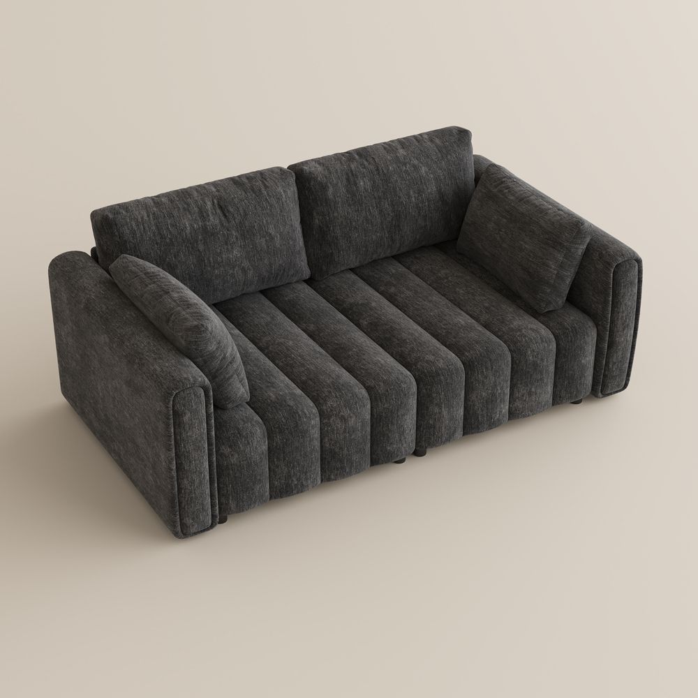 Pure Color Black Chenille Modular Sofas