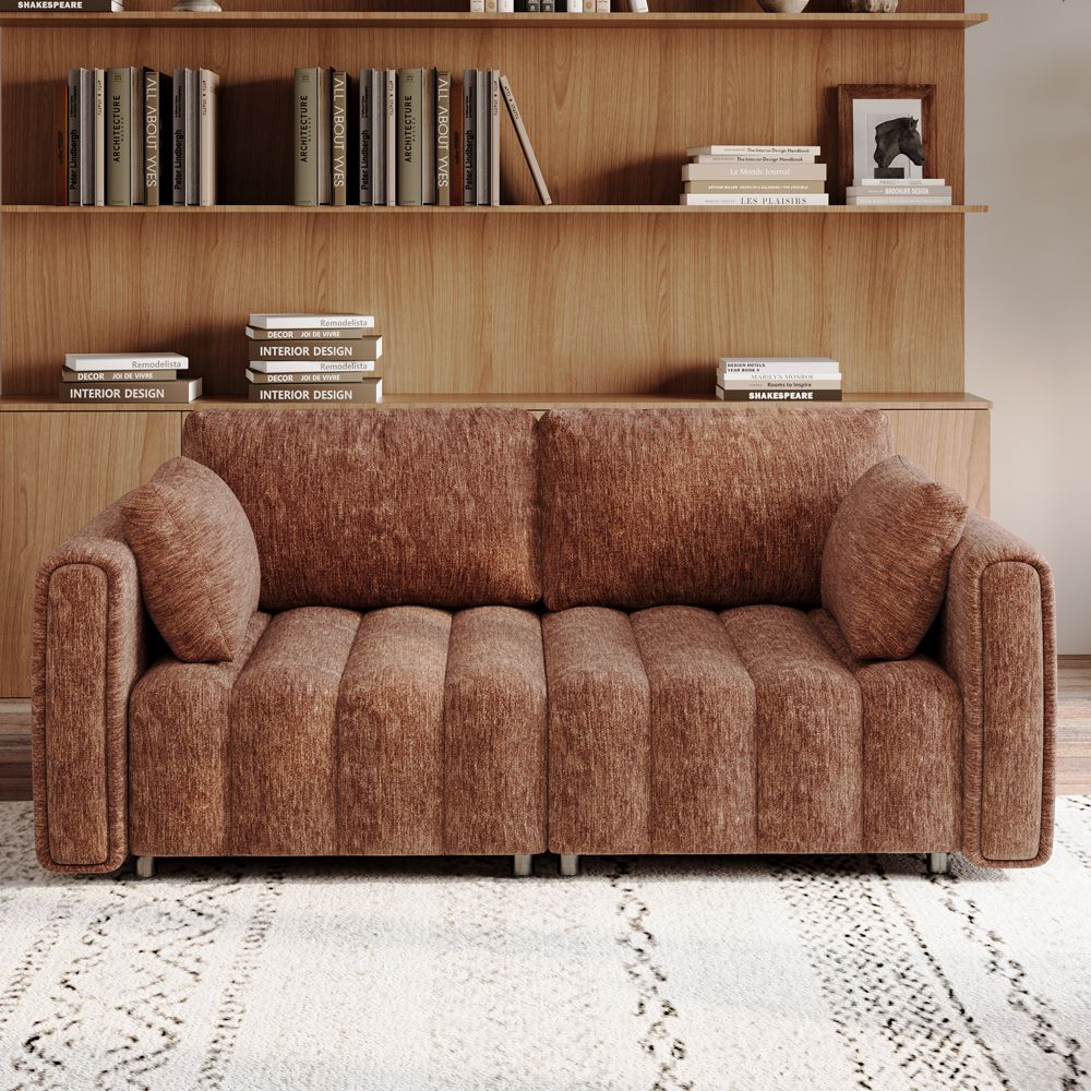 Chenille Brown Chenille Modular Sofas