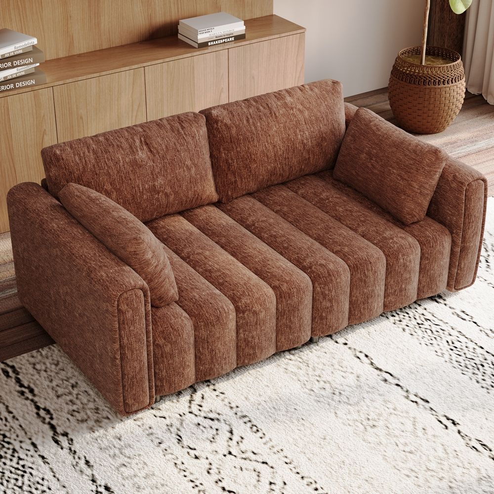 Chenille Brown Chenille Modular Sofas