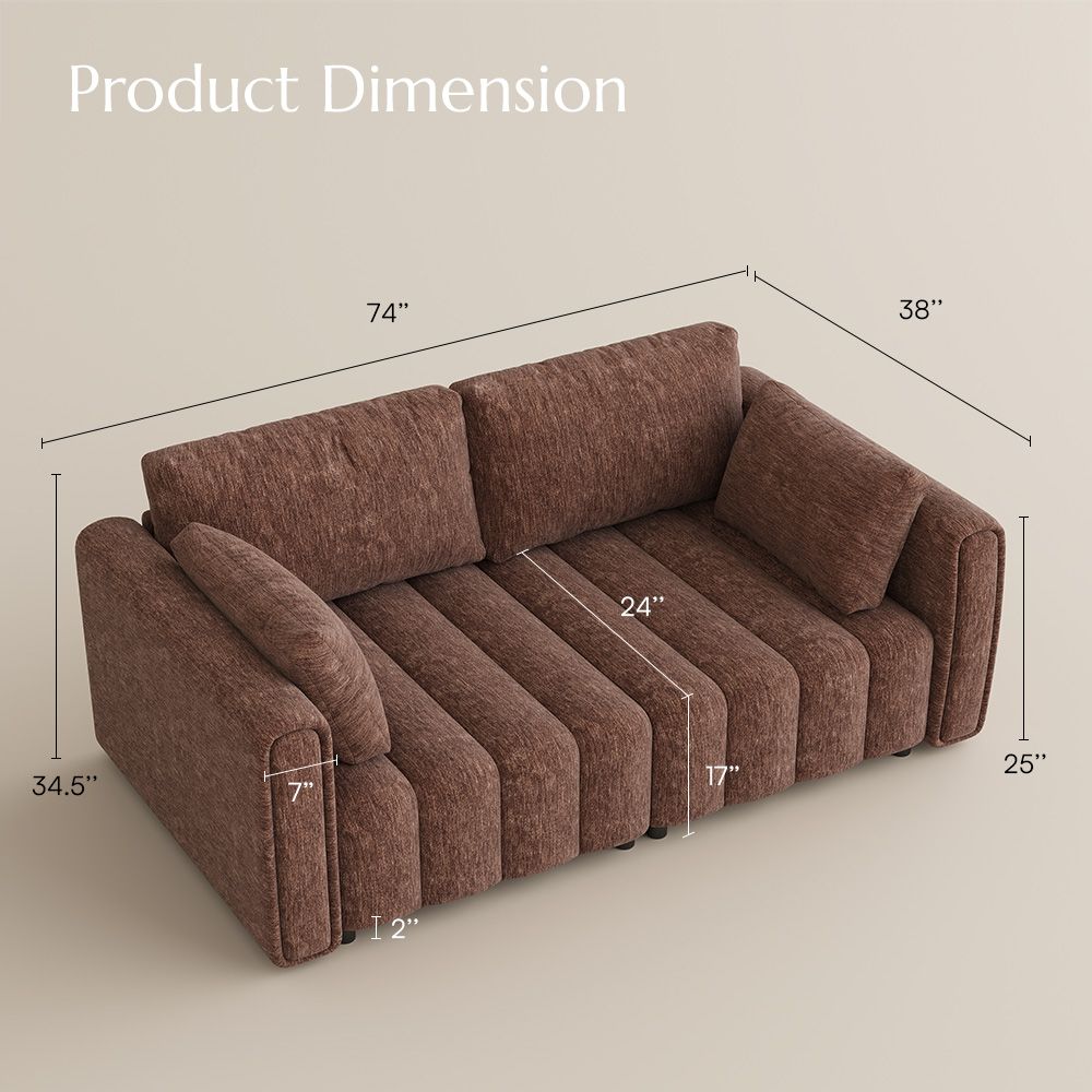 Living Room Brown Chenille Sofa Set