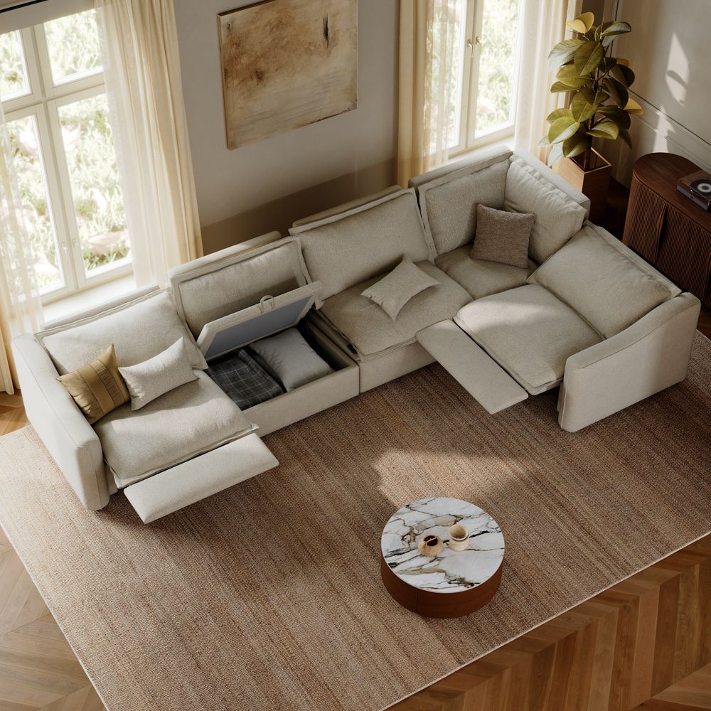 Beige Linen Modular Sofas