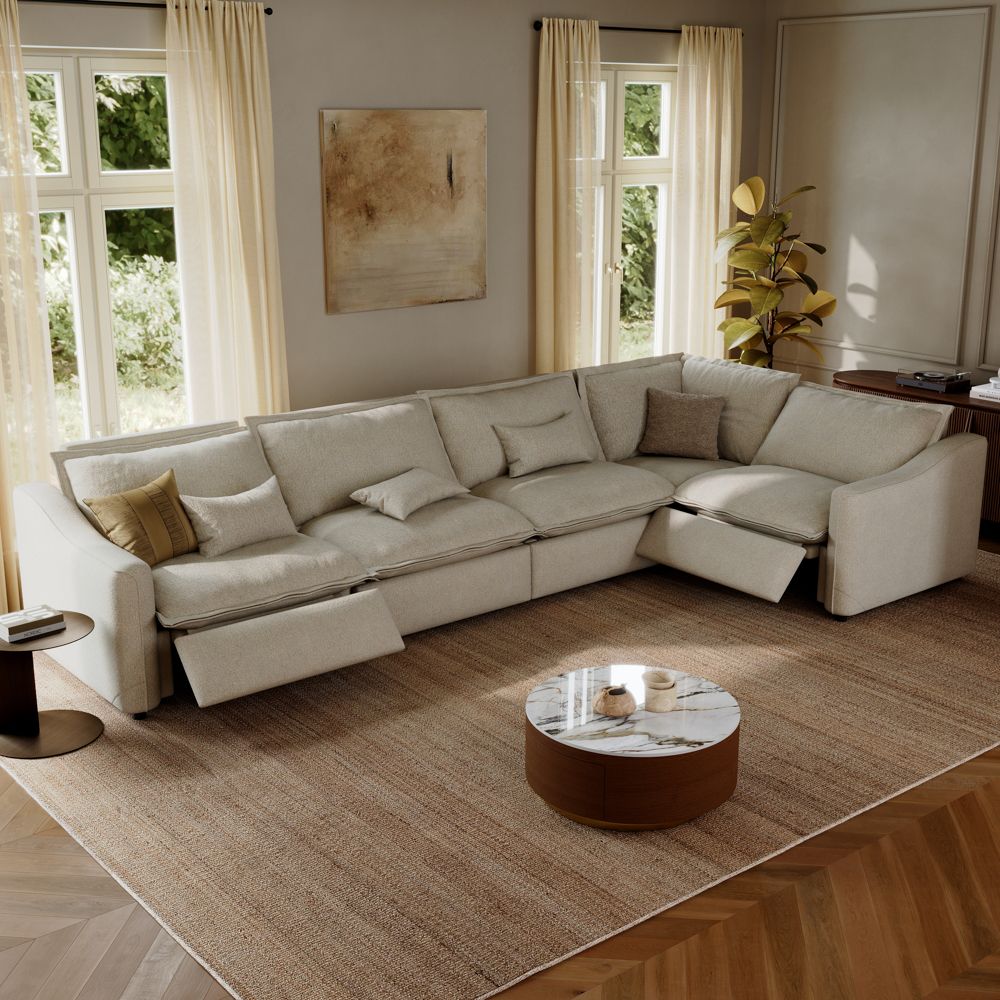 Beige Linen Modular Sofas