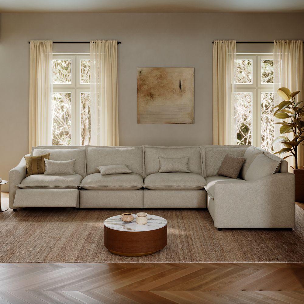 Beige Linen Modular Sofas