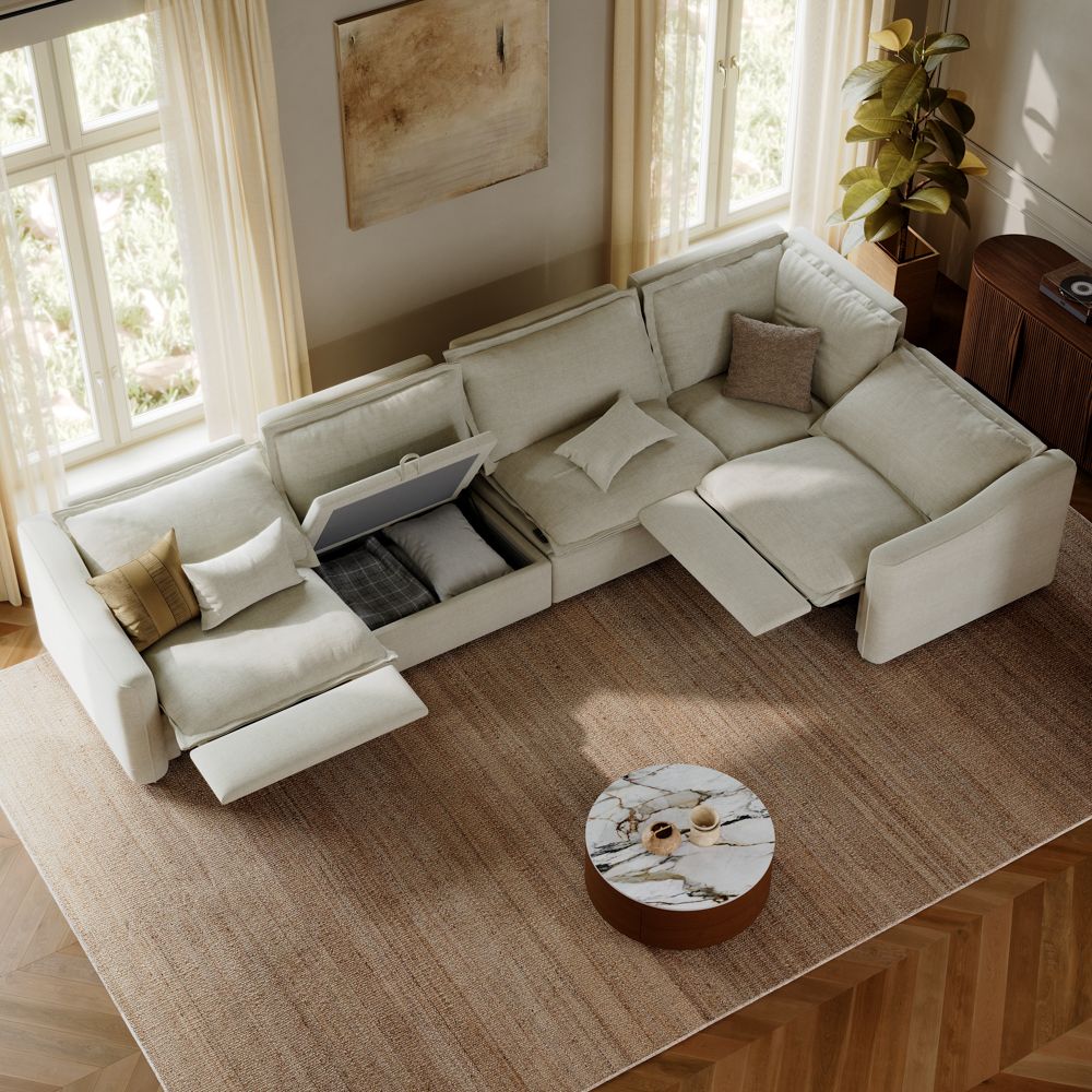 Beige Velvet Modular Sofas