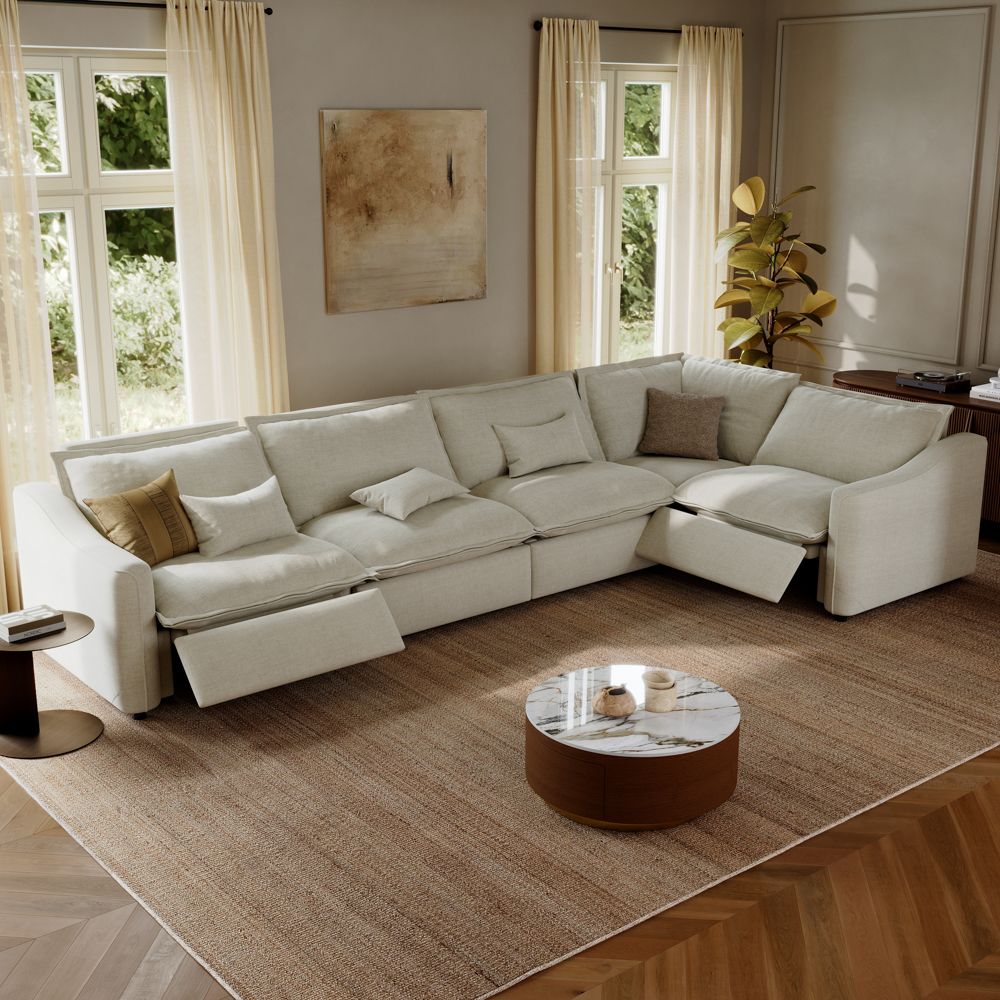 Beige Velvet Modular Sofas