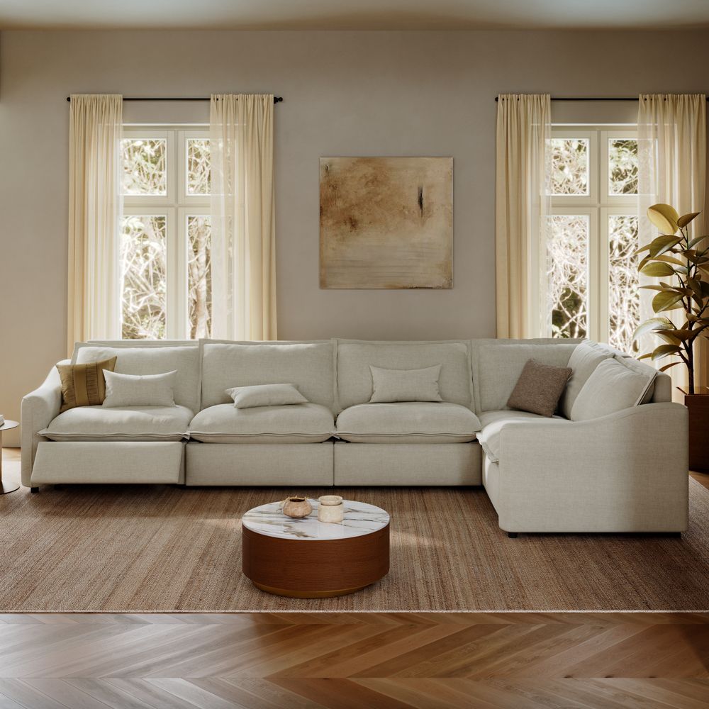 Beige Velvet Modular Sofas