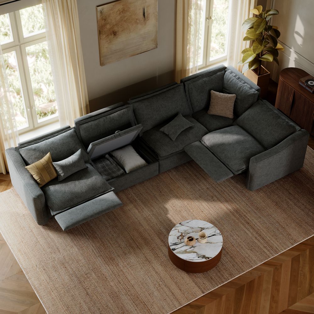Gray Velvet Modular Sofas