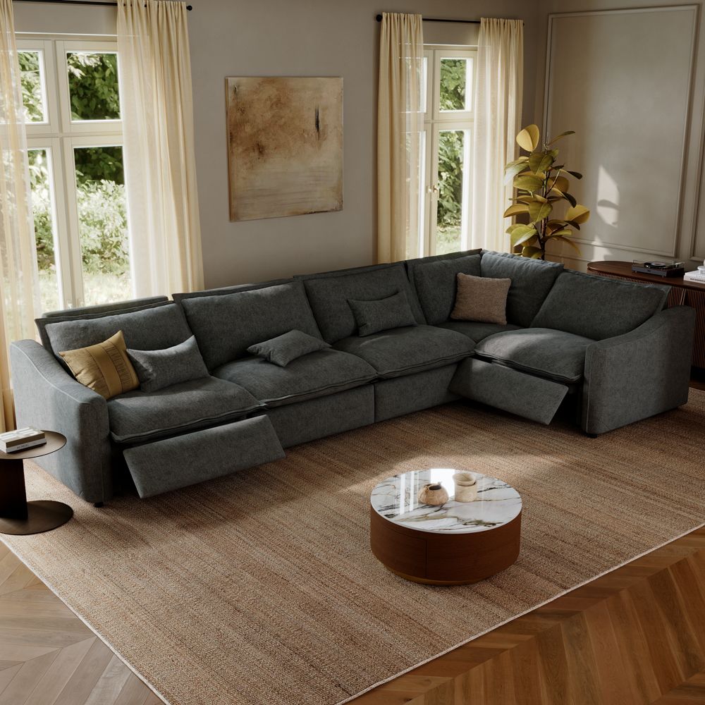 Gray Velvet Modular Sofas