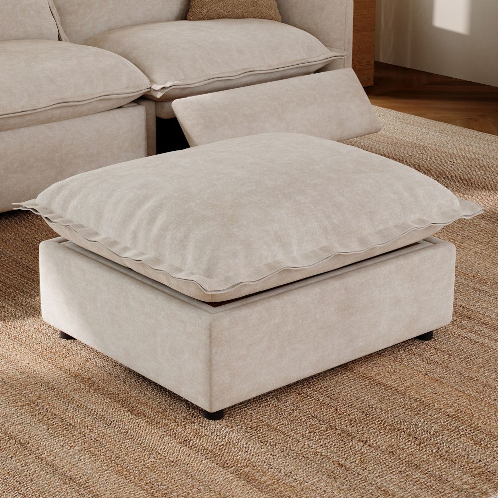 with Shelf Beige Pet-Friendly Fabric Modular Sofas