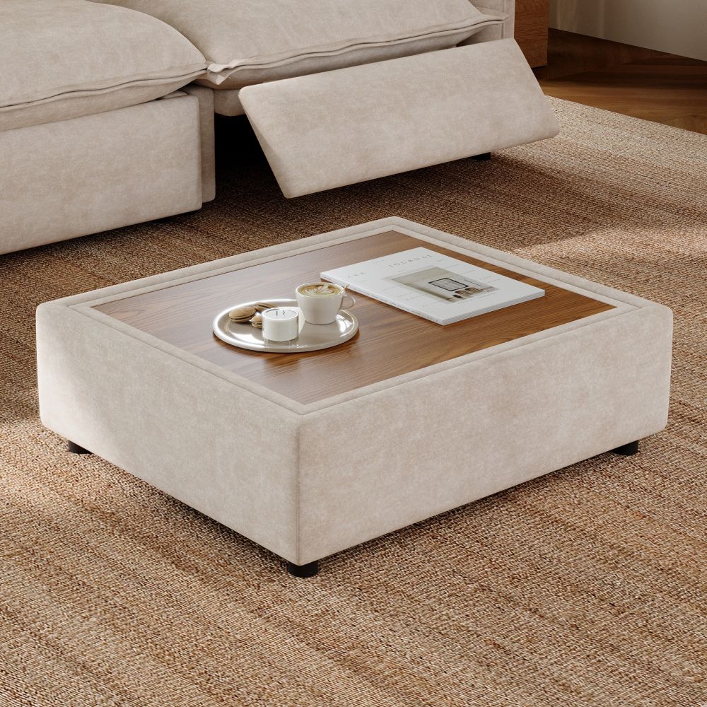 with Shelf Beige Pet-Friendly Fabric Modular Sofas