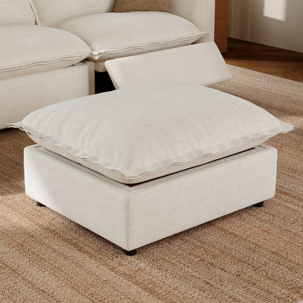 Deep Seat Beige Velvet Modular Sofas