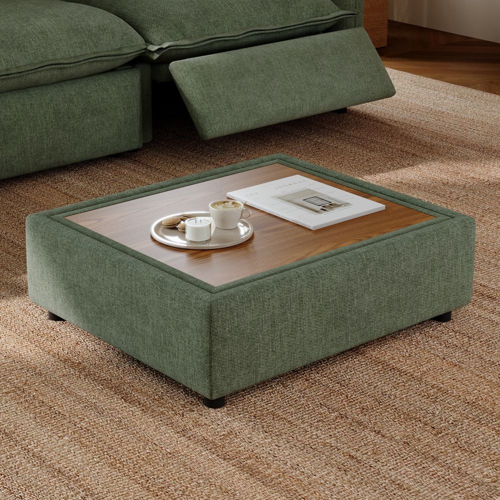 with Shelf Green Velvet Modular Sofas