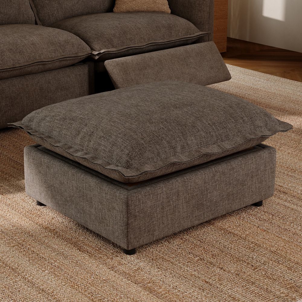 Single Seat Khaki Velvet Modular Sofas