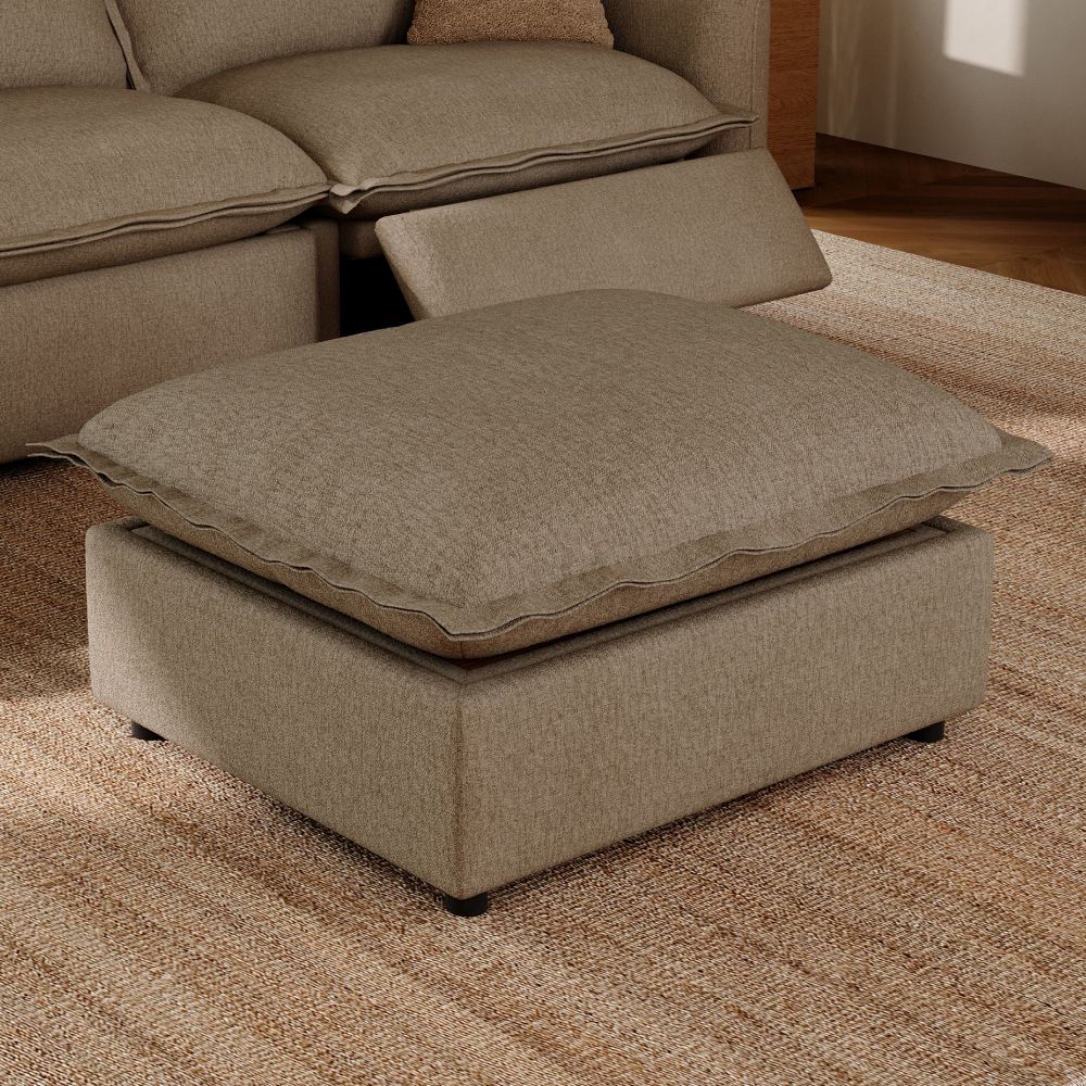 Single Seat Khaki Linen Modular Sofas