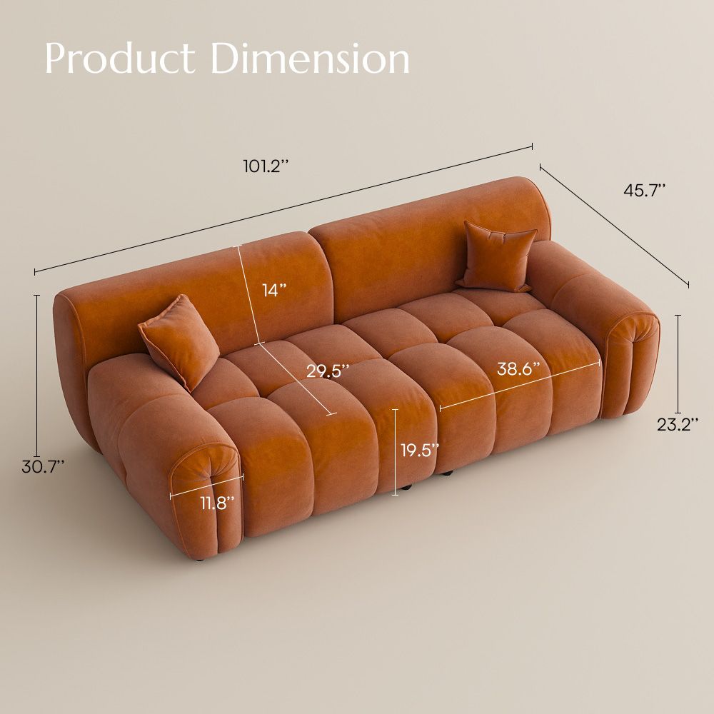 Deep Seat Orange Fabric Modular Sofas