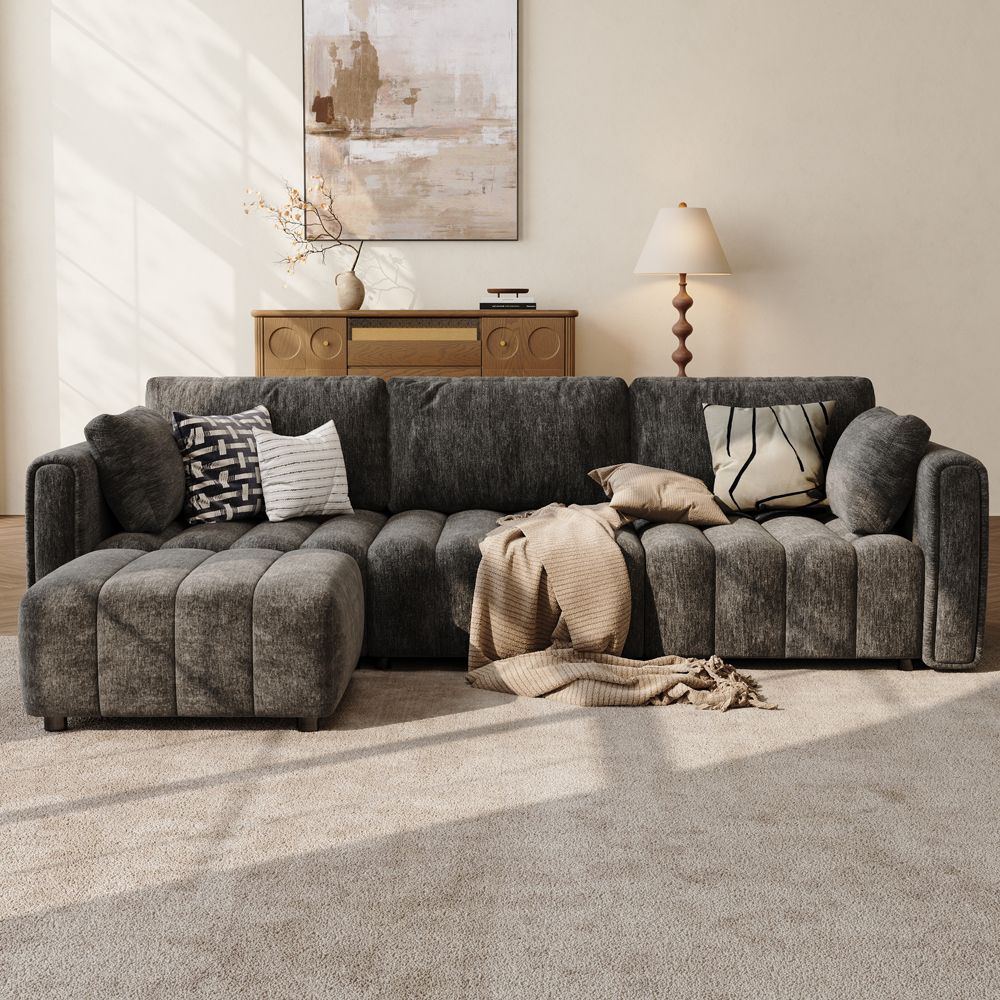 Black Chenille Modular Sofas