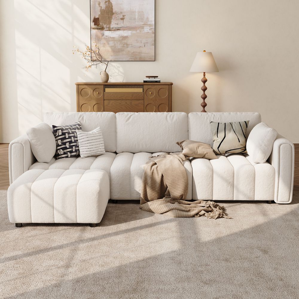 Beige Chenille Modular Sofas
