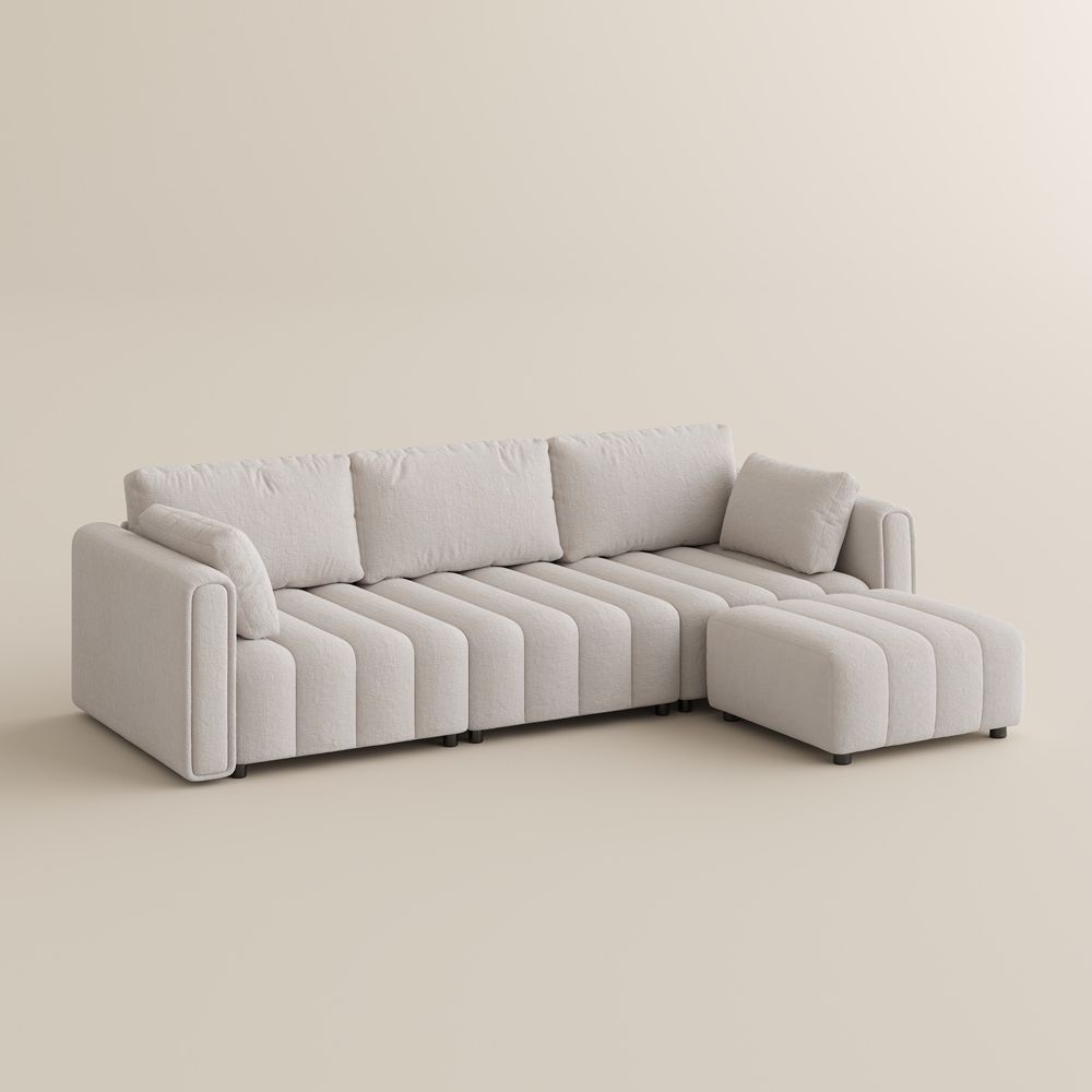 Beige Chenille Modular Sofas