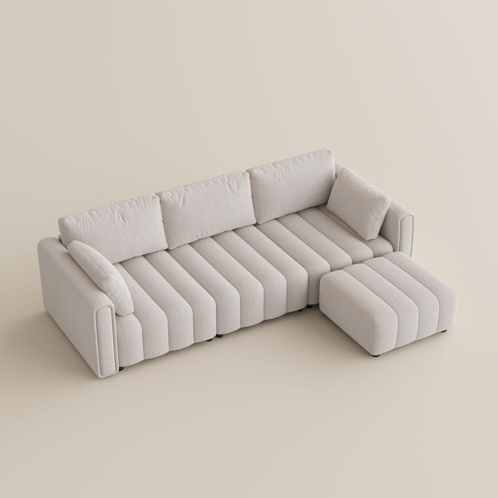 Beige Chenille Modular Sofas