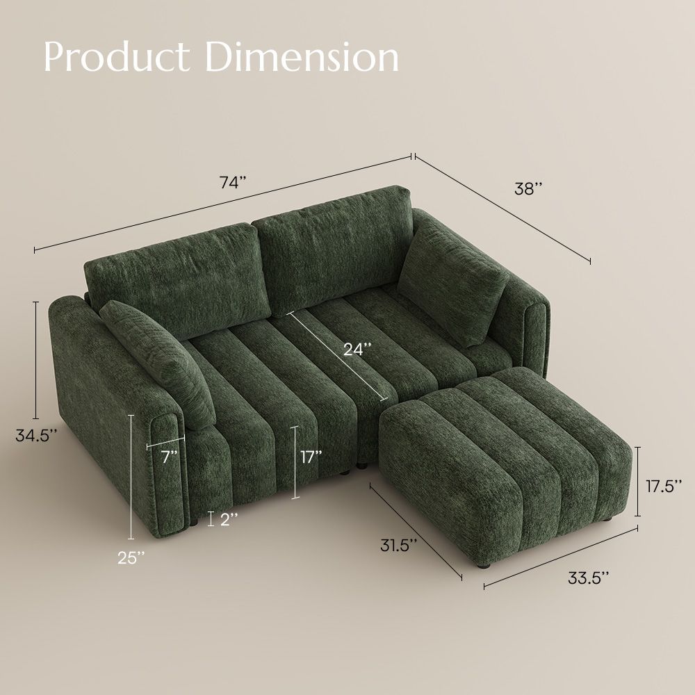 Green Chenille Modular Sofas