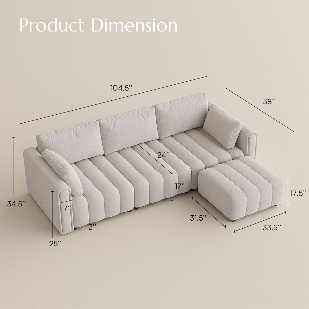 Beige Chenille Modular Sofas