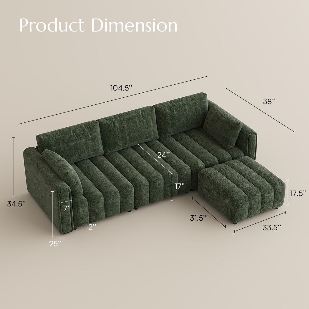 Green Chenille Modular Sofas