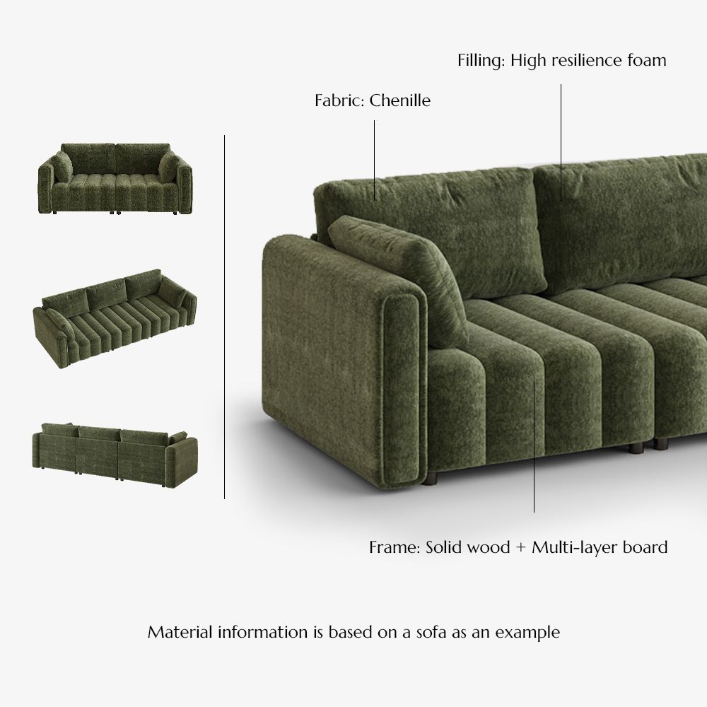 Green Chenille Modular Sofas