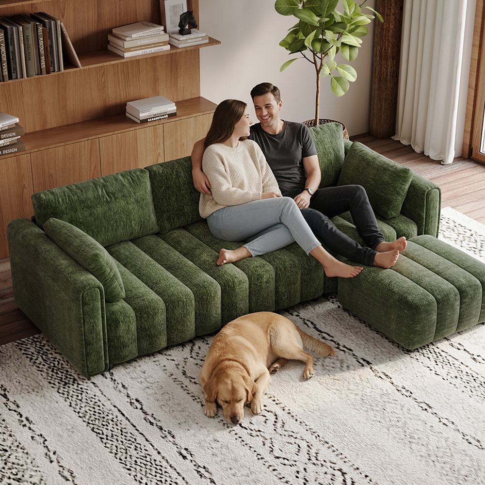 Green Chenille Modular Sofas