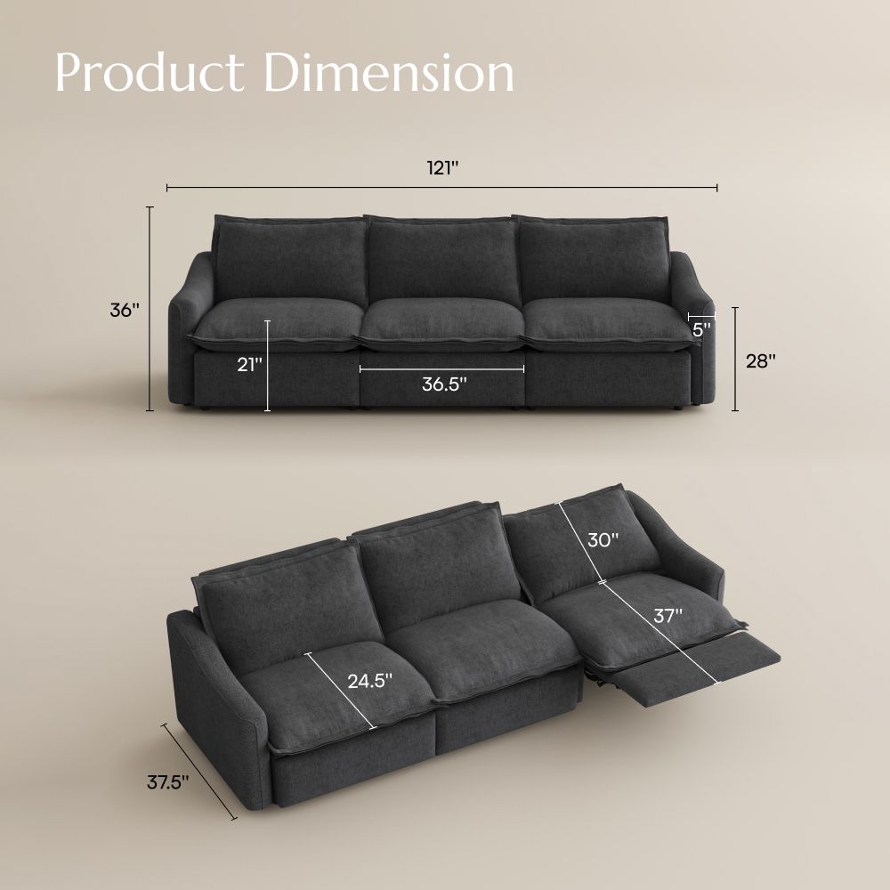 Oversized Gray Velvet Modular Sofas