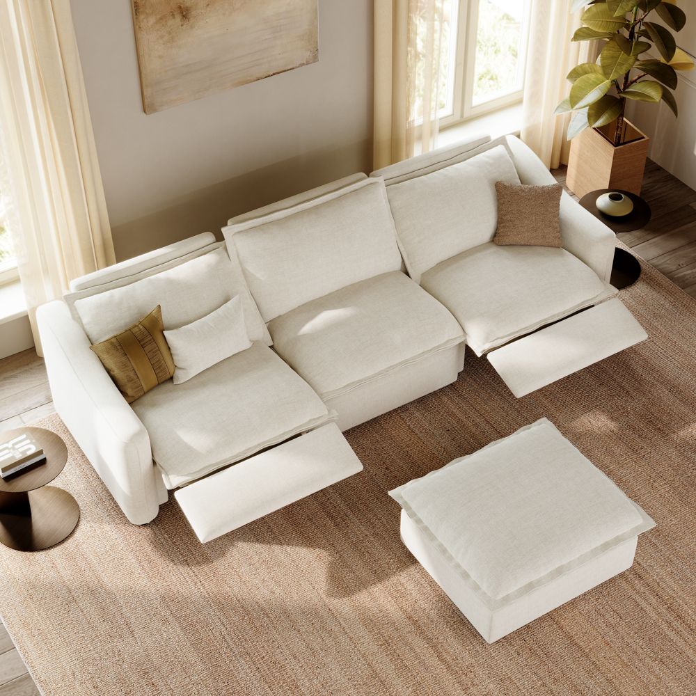 Relaxed Beige Velvet Modular Sofas