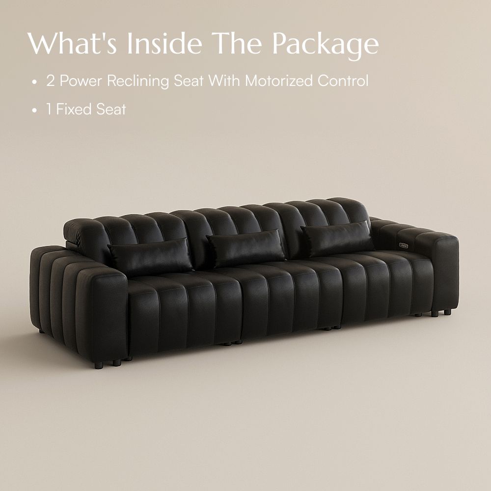 Black Full-Grain Leather Modular Sofas
