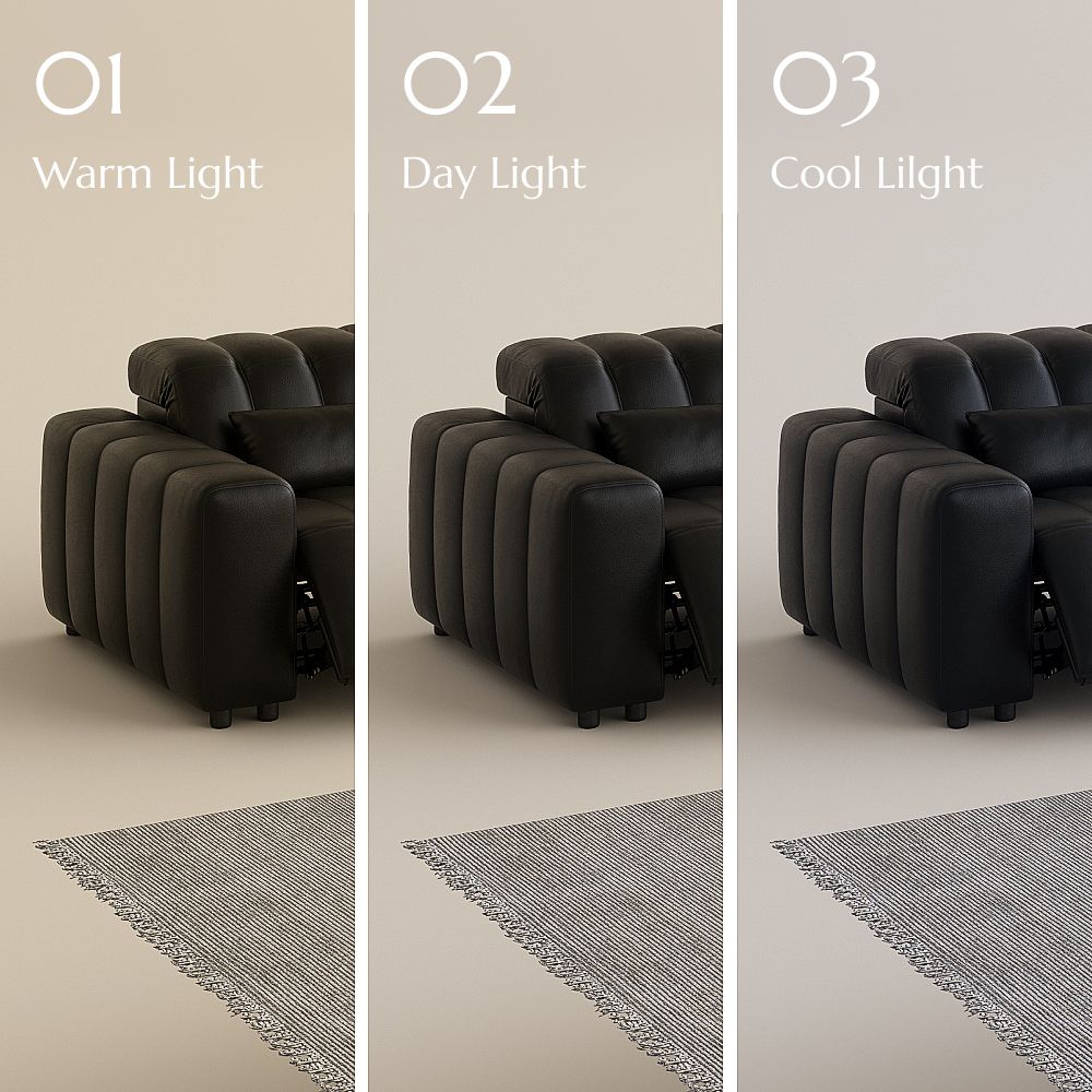 Black Full-Grain Leather Modular Sofas