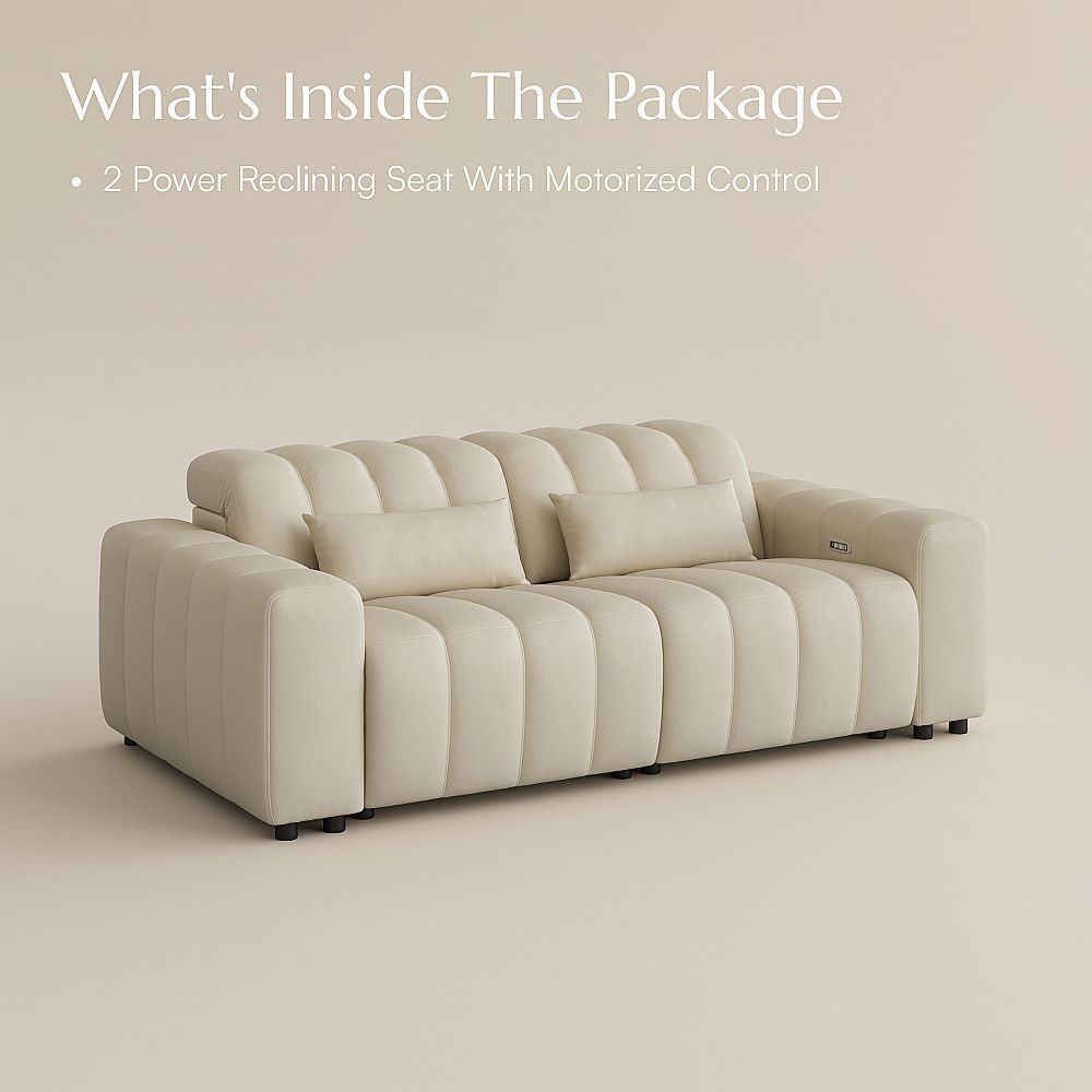 Beige Full-Grain Leather Modular Sofas