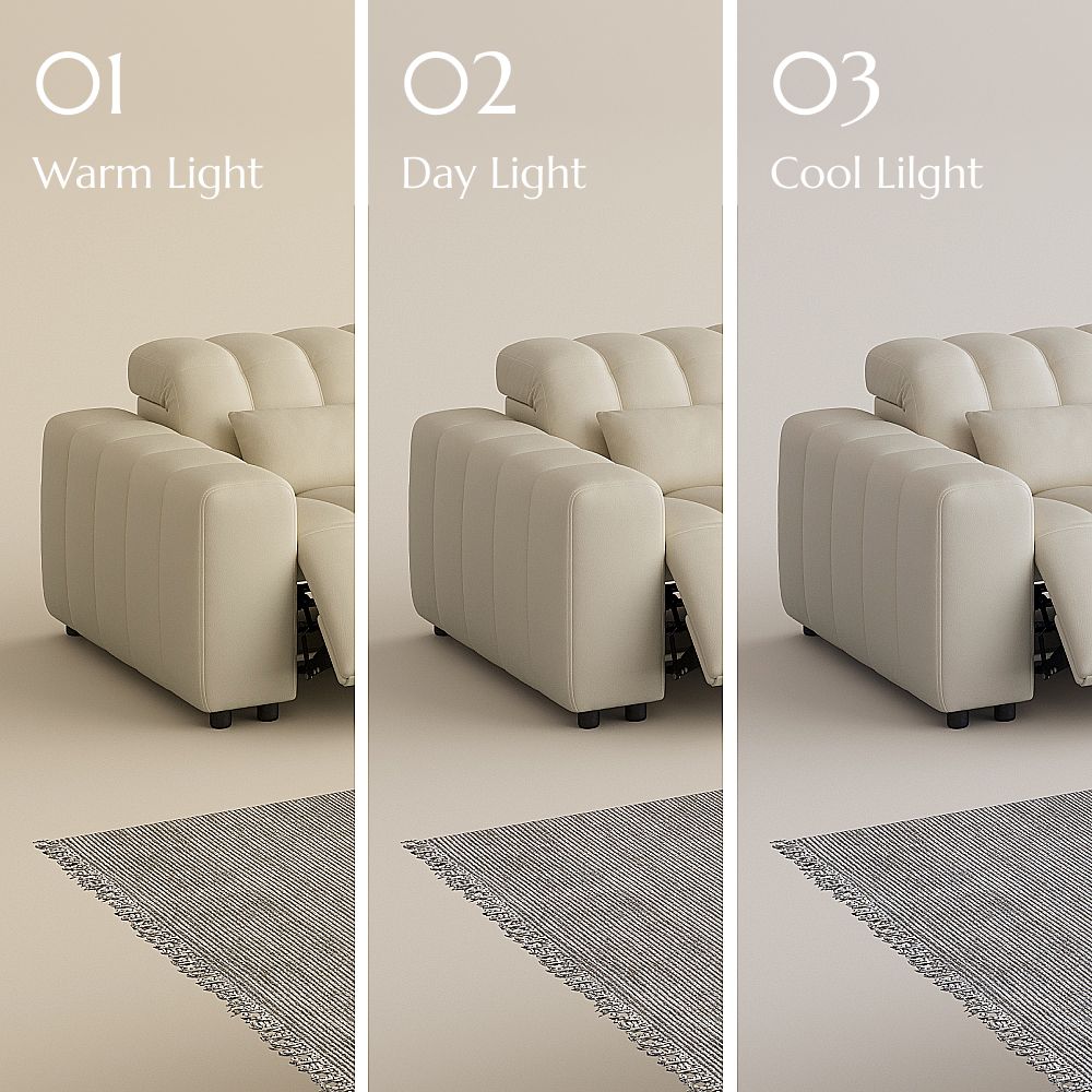 Beige Full-Grain Leather Modular Sofas