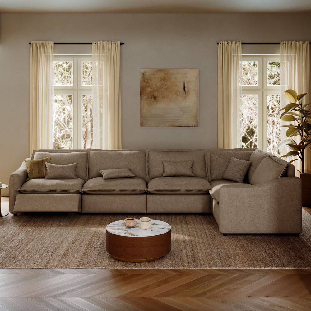 Recliner Khaki Linen Modular Sofas