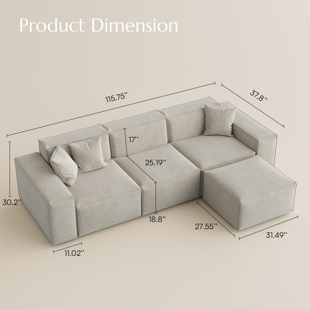 Living Room Beige Fabric Modular Sofas