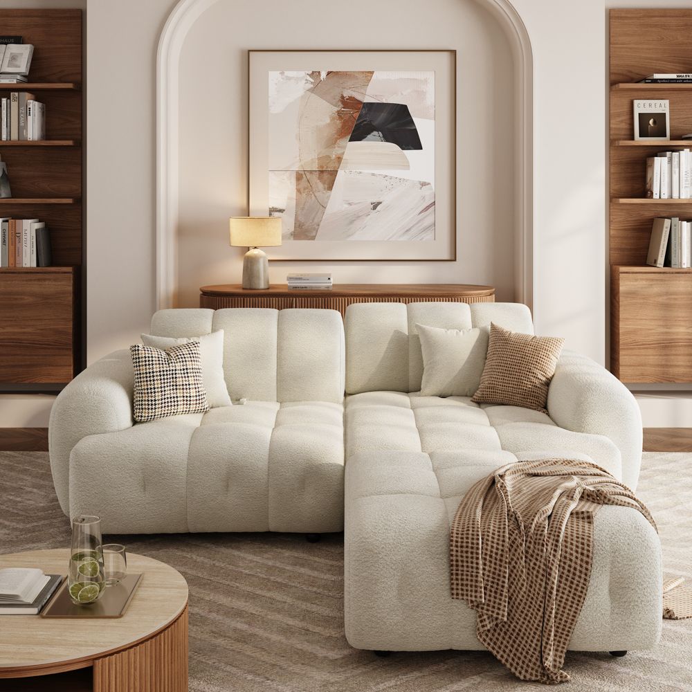 Beige Chenille Modular Sofas