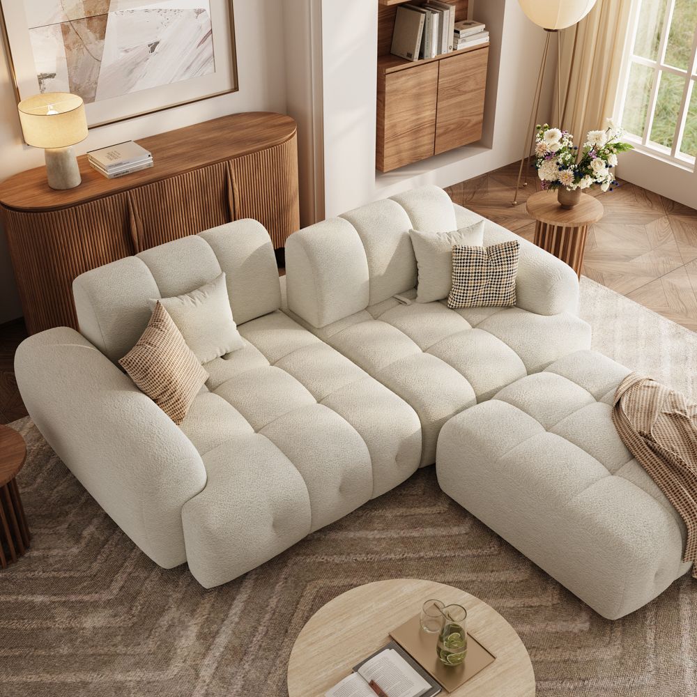 Beige Chenille Modular Sofas