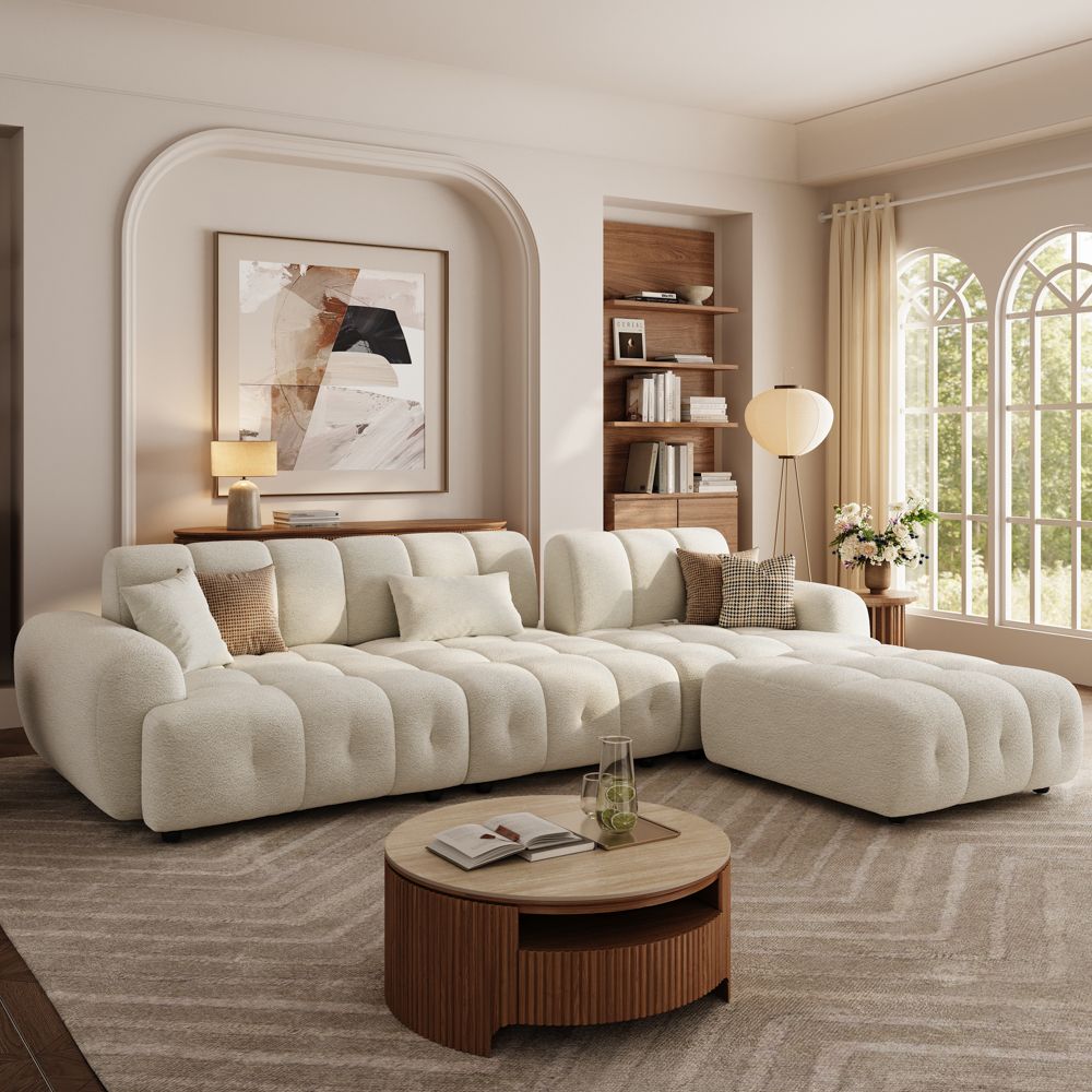 Beige Chenille Modular Sofas