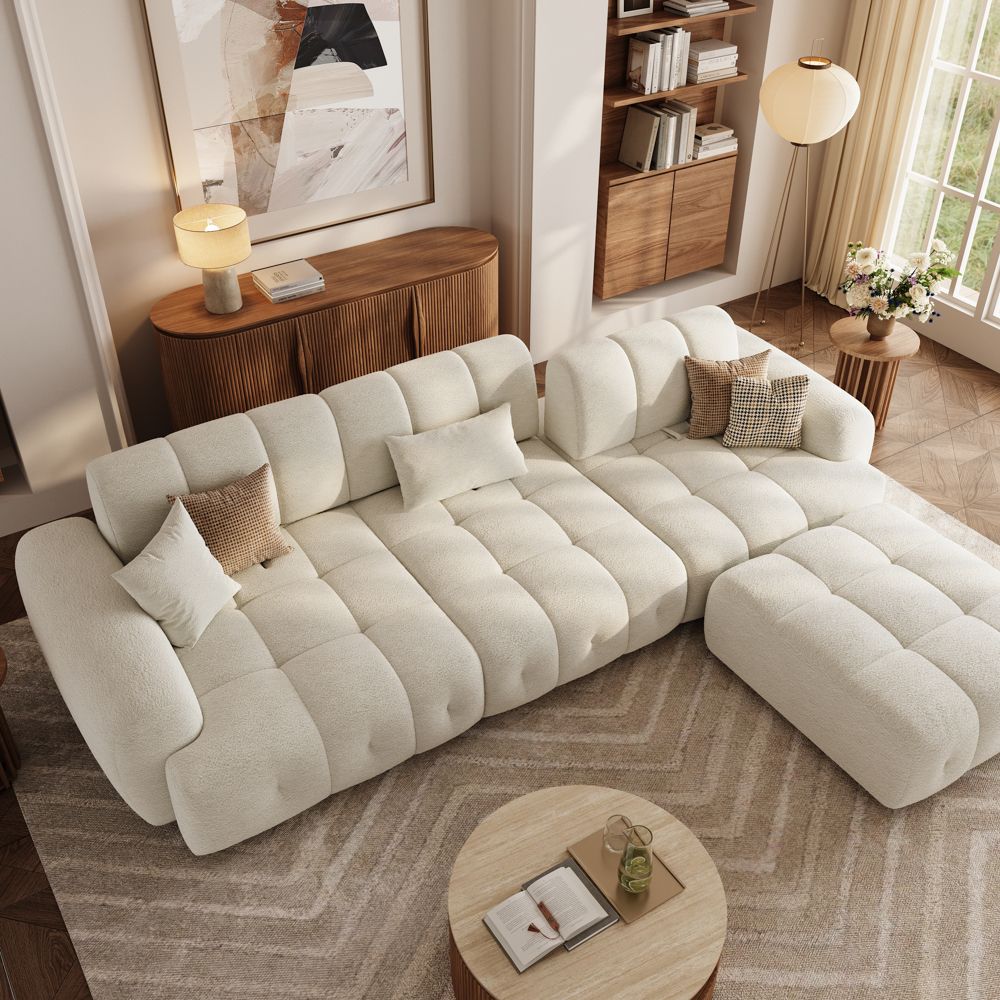 Beige Chenille Modular Sofas