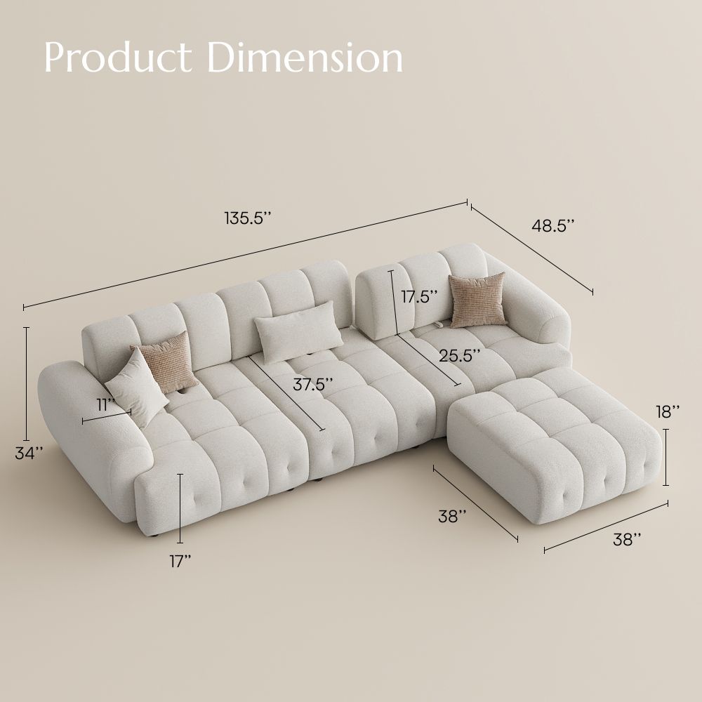 Beige Chenille Modular Sofas