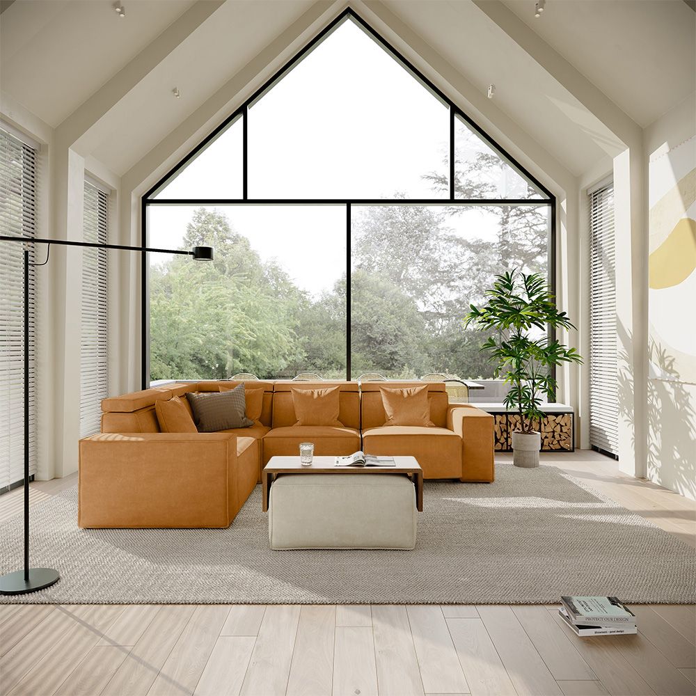 Modern Orange Fabric Modular Sofas