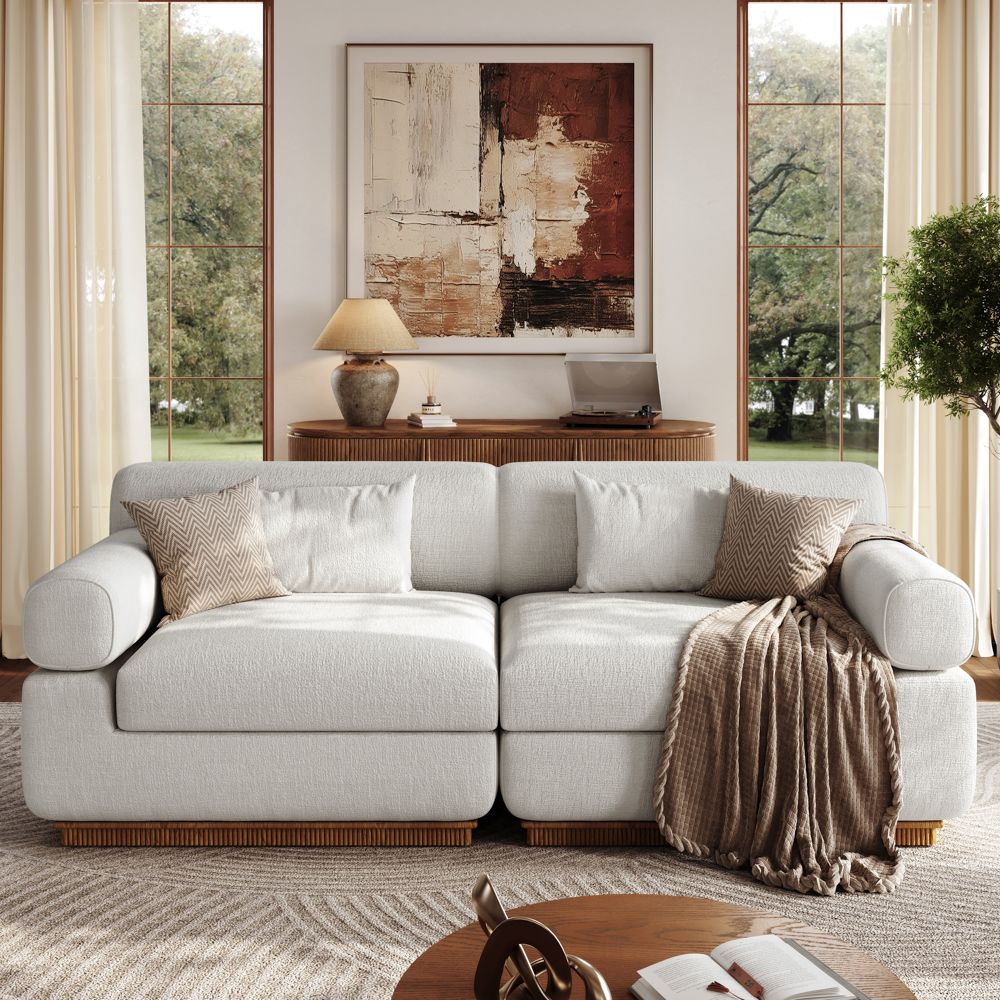 Bedroom Beige Chenille Modular Sofas