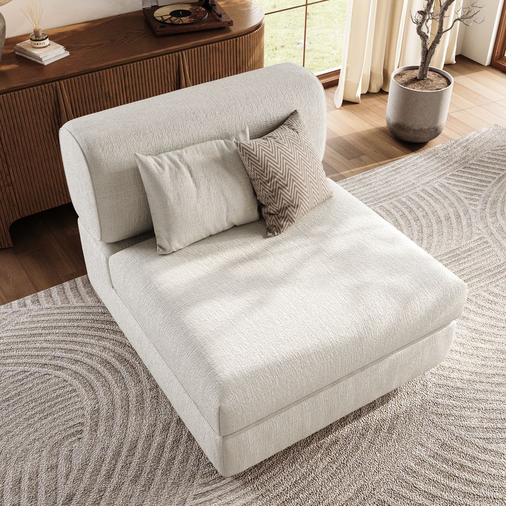 Apartment Beige Chenille Modular Sofas