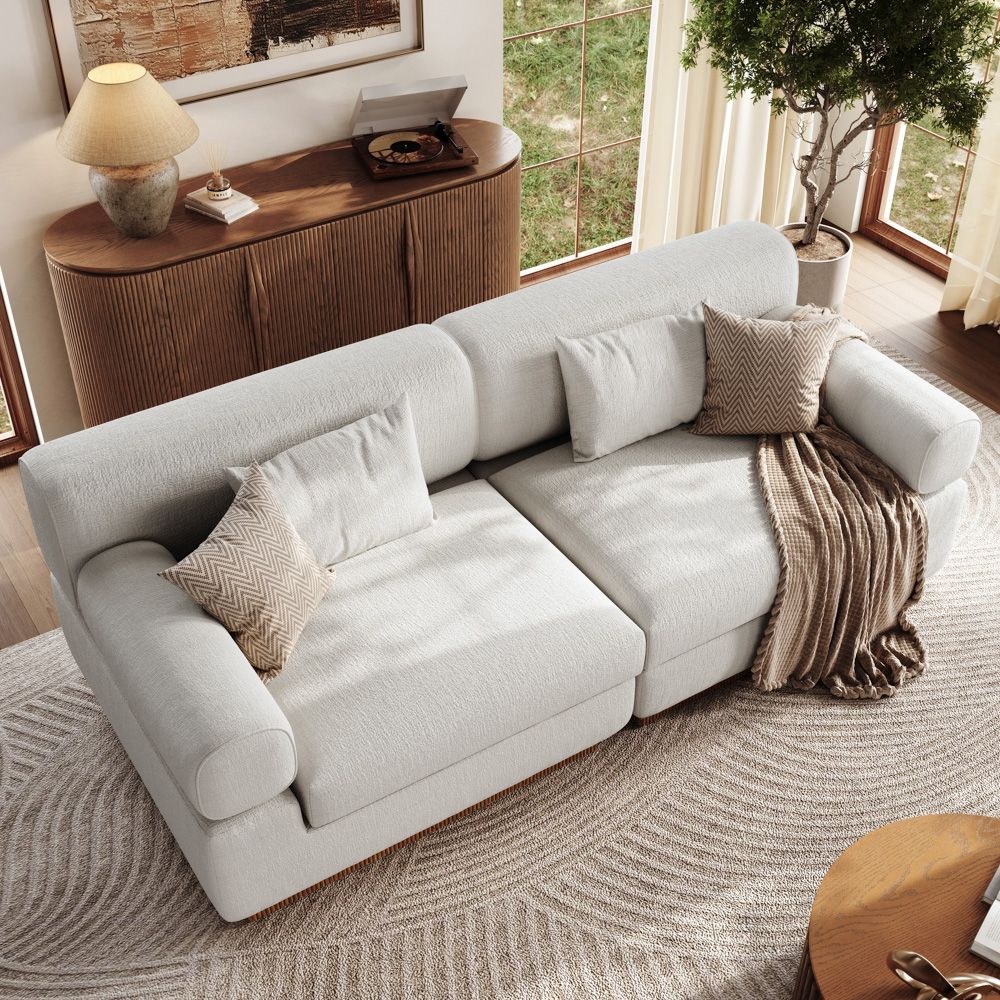 Bedroom Beige Chenille Modular Sofas